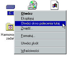 Menu kontekstowe - Windows 98